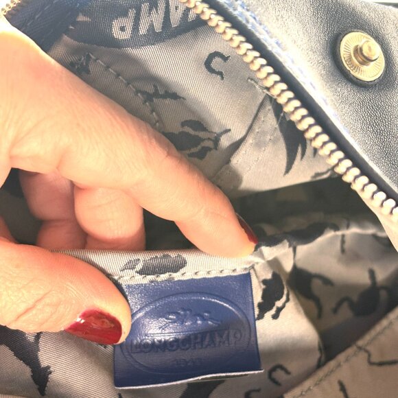 Longchamp Blue Leather Le Pliage Cuir Top Handle Crossbody - Picture 4 of 14